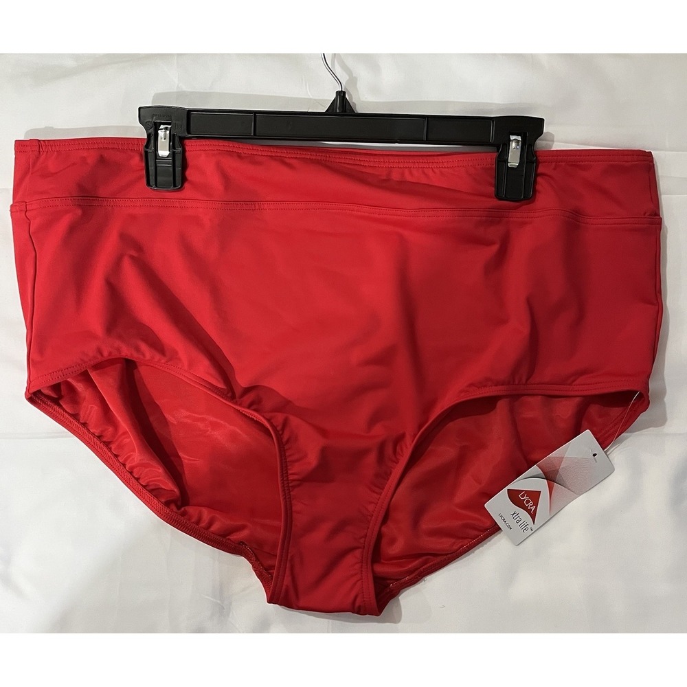 NWT Lands' End Women's Red   Bikini Bottom Size 20W with Tummy Control